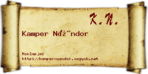 Kamper Nándor névjegykártya